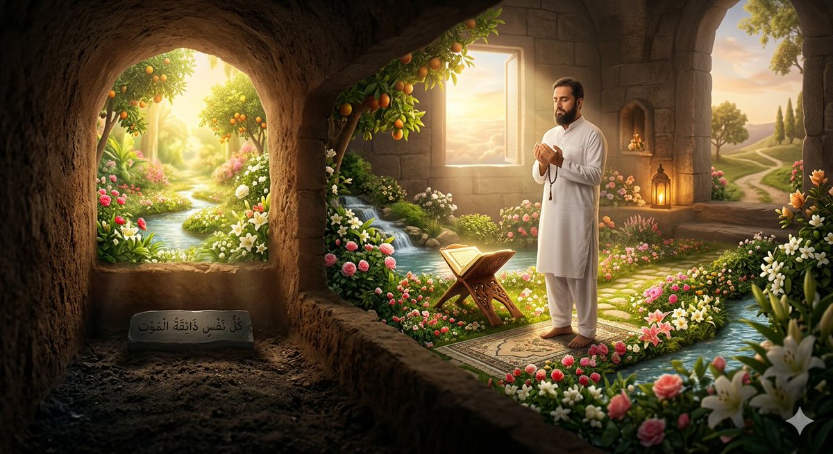 قبر کی پہلی رات بہت مشکل ہوتی ہے
لیکن نماز اور نیکیاں
قبر کو جنت کا باغ بنا دیتی ہیں۔