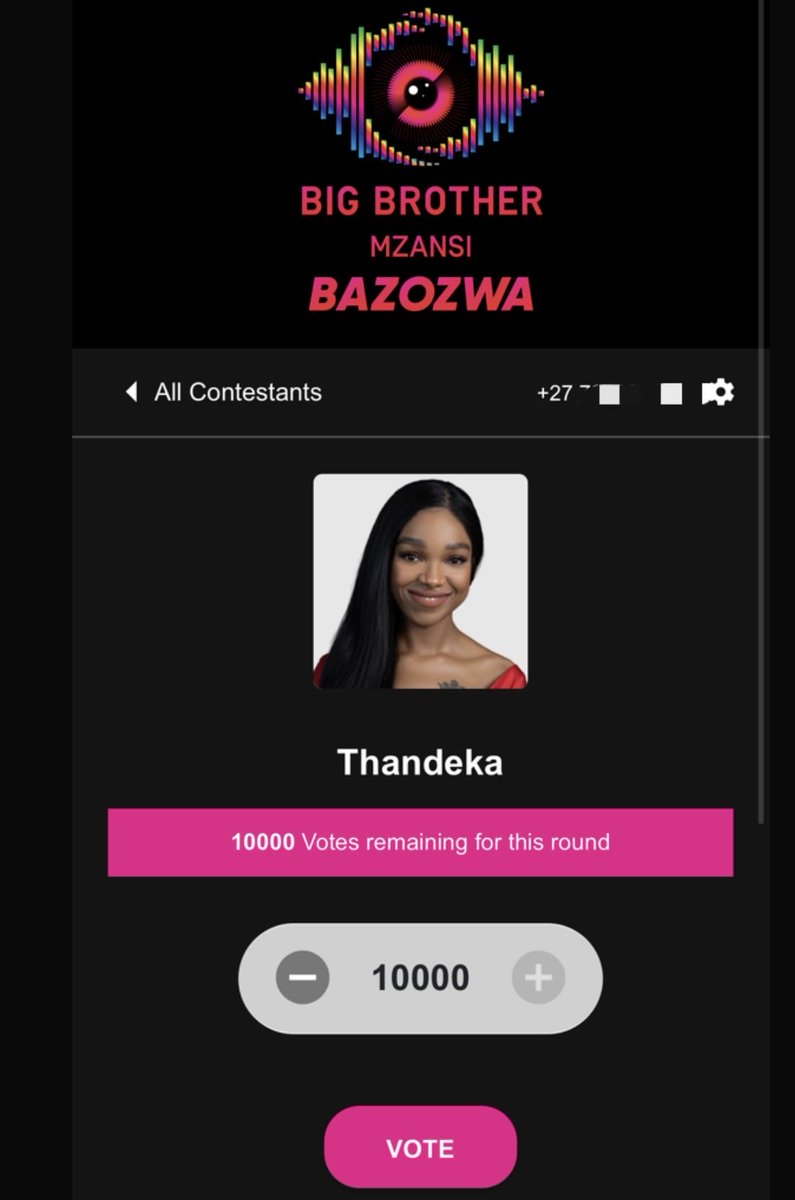 lizmilike's tweet photo. #BBMzansiS6 10 000 votes for my Queen T https://t.co/wsJTddwlqf