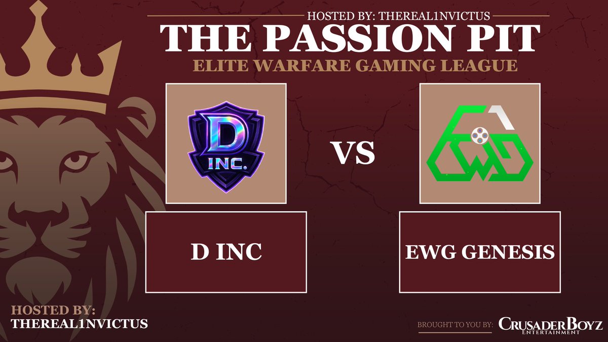 TODAY, 10PM EST, We go Live. D INC vs EWG GENESIS  Week 1 Group C Season 2 match up in the <a href="/ewgleague/">Elite Warfare Gaming League</a>
On the desk:
<a href="/1_nvictus2/">1nvictus</a>
Watch: youtube.com/watch?v=OkNyjf…
 #LIVE #CODCAST #CBE #EWGL #CDL