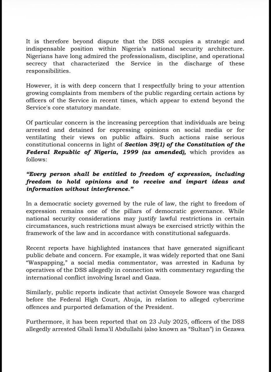 KyTebo's tweet photo. With the help of barrister Nuhu Hamza Dantani, a petition has been filed against the DSS for their human rights violations in Nigeria. 

#NoMoreDSS
#TinubuMustGo
#ProtectNigerians https://t.co/a5EKrfr8iR