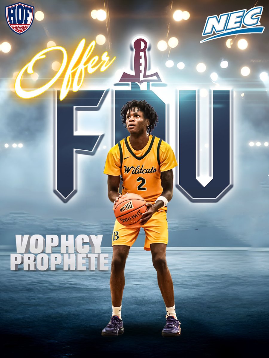 HofSportsGroup's tweet image. Blessed to share 6’5 G Vophcy Prophete has received a D1 offer from Fairleigh Dickinson University (NEC) after a great conversation with our guy Josh Hayes and HC Jack Castleberry. We appreciate the staff believing in him.

#HOF #NEC #GoKnights #JUCOtoD1 

@coachh2j 
@Vophcy21