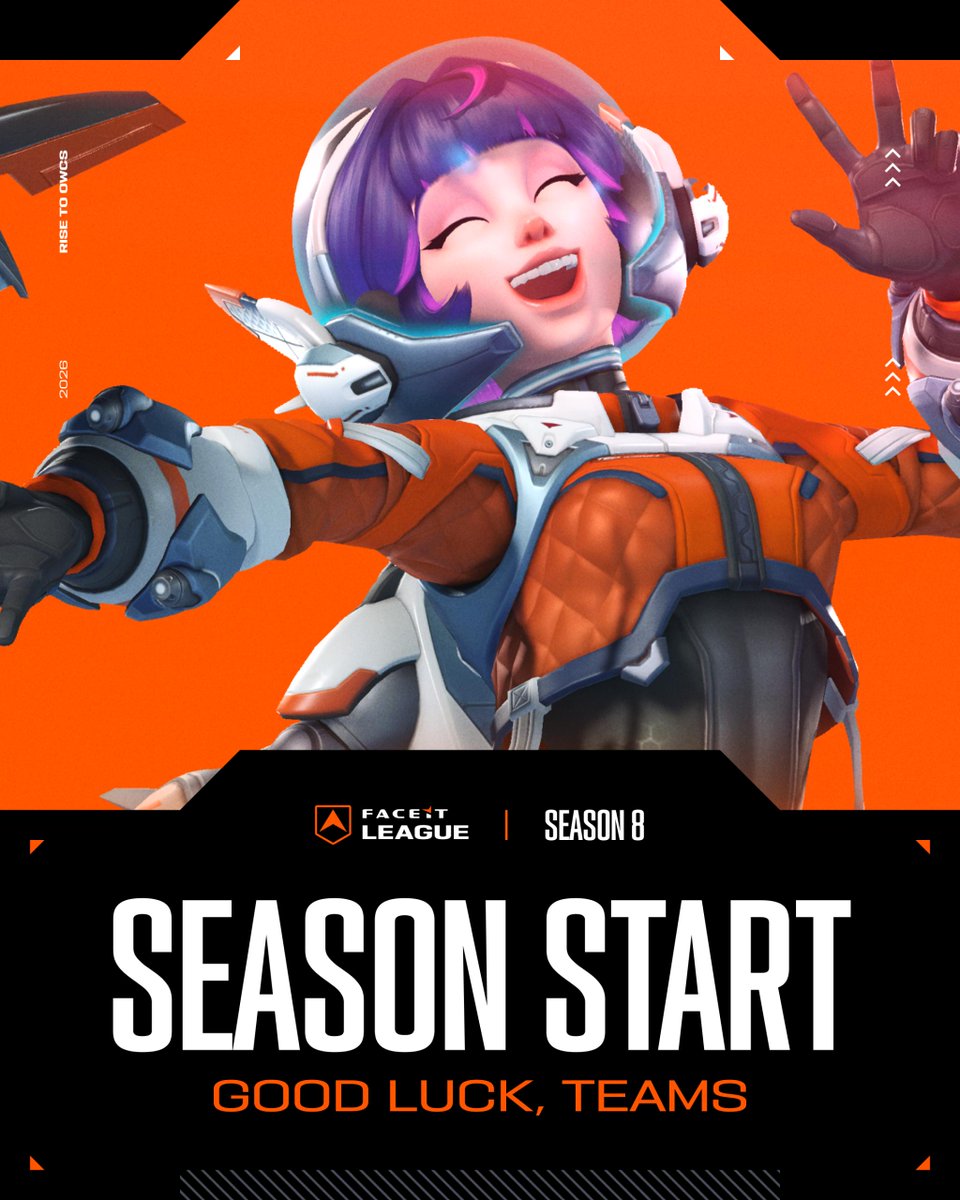 FACEIT_OW's tweet photo. FACEIT League Season 8 is HERE ✨

Matches are already underway across several divisions on our first default day, with Master Division joining the action this Wednesday.

Follow @FACEIT_OW to stay up to date 👥 https://t.co/3Bc8ddLmx7