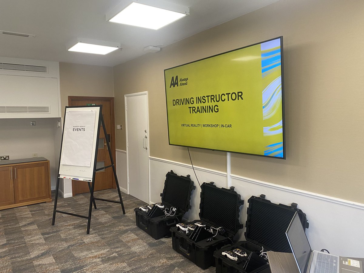 mitchell_adi's tweet photo. Here we are back in Northampton for the AcademyVR classroom training course for 3 days with 14 very eager to learn trainee Driving Instructors.
All set up and ready to go. https://t.co/uWZpiQfmZ0