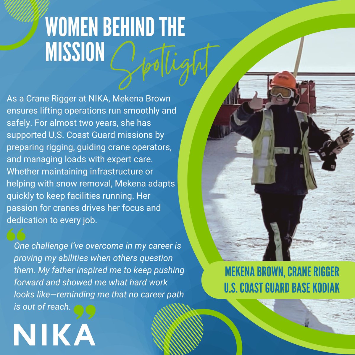 NikaSolutions's tweet photo. Our Women Behind the Mission spotlight shines on Mekena, whose passion for heavy equipment and determination to show her capability keeps critical operations moving safely every day.

Women Behind the Mission | Leading with Purpose

#WomensHistoryMonth #NIKATeam https://t.co/ZIGh5JE6yG