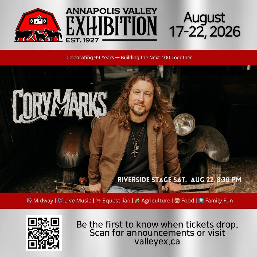 corymarksmusic's tweet image. Nova Scotia, Canada. I’m finally coming back this summer to headline @annapolisvalleyexhibition Lawrencetown, Nova Scotia to rock The Riverside stage, Saturday, August 22nd. I can’t wait to see all of you, Are You With Me? 🤠🤘🏼
#country #rock #music #novascotia #canada