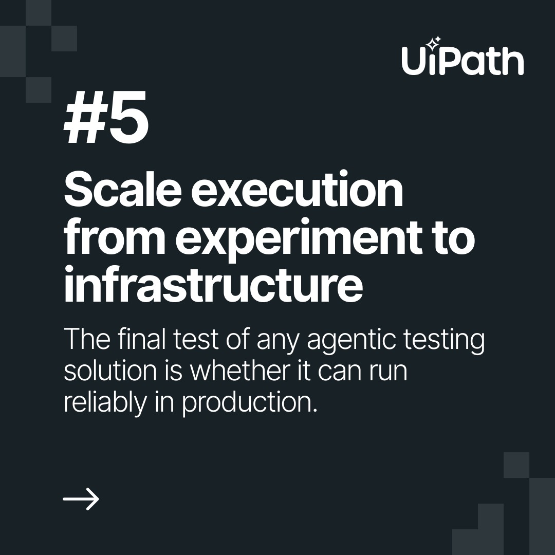 UiPath's tweet photo. #AgenticTesting isn’t just the next step in automation, it’s a new operating model for continuous quality. 🙌 Discover how you can set your enterprise up for success: