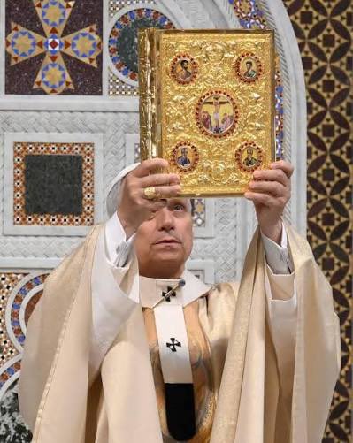 mattswaim's tweet photo. Brian I will give you three guesses as to the contents of this book that gets kissed and read out loud at every Mass and the first two guesses don’t count https://t.co/GBOKaNJn6h