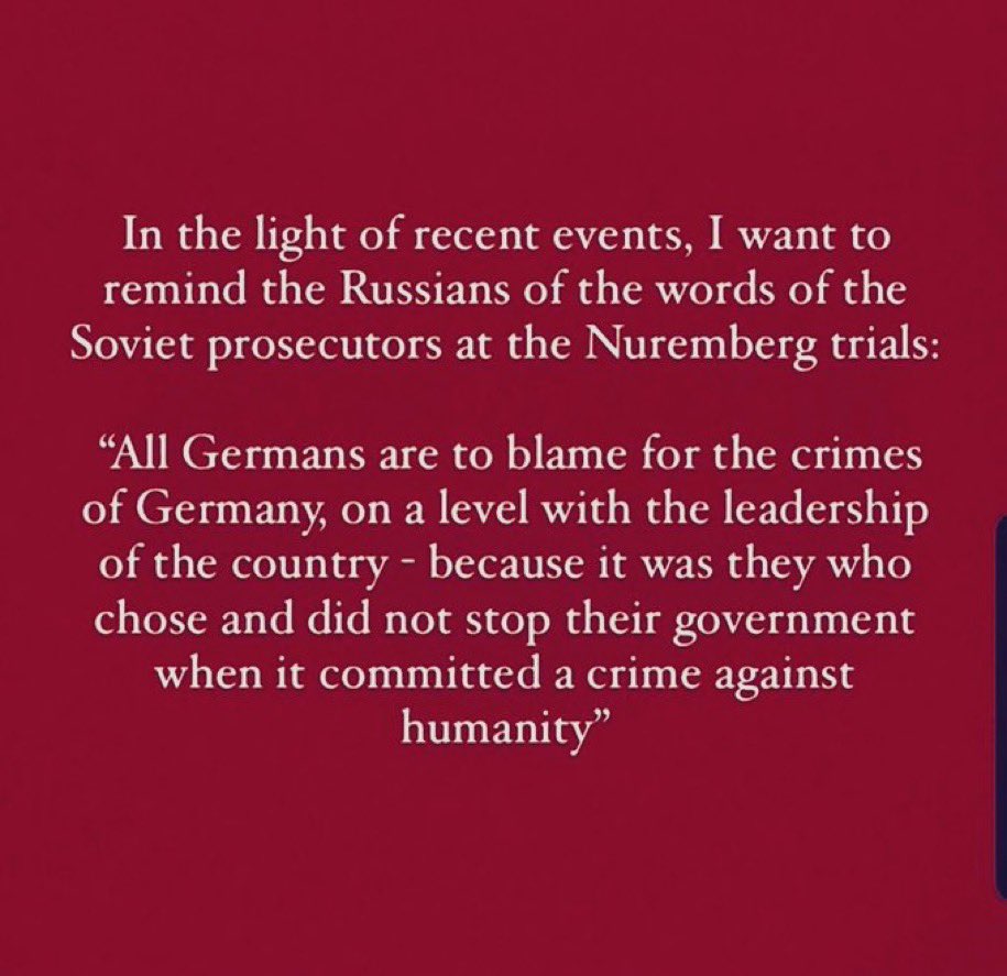 <a href="/BudrysKestutis/">Kęstutis Budrys</a> Totally agree. We must remember what the Russians themselves stated at the Hague so now the same applies to ALL Russian Federation People so THEY are ALL to blame for the War Crime Atrocities  carried out on THEIR behalf by their own forces.
