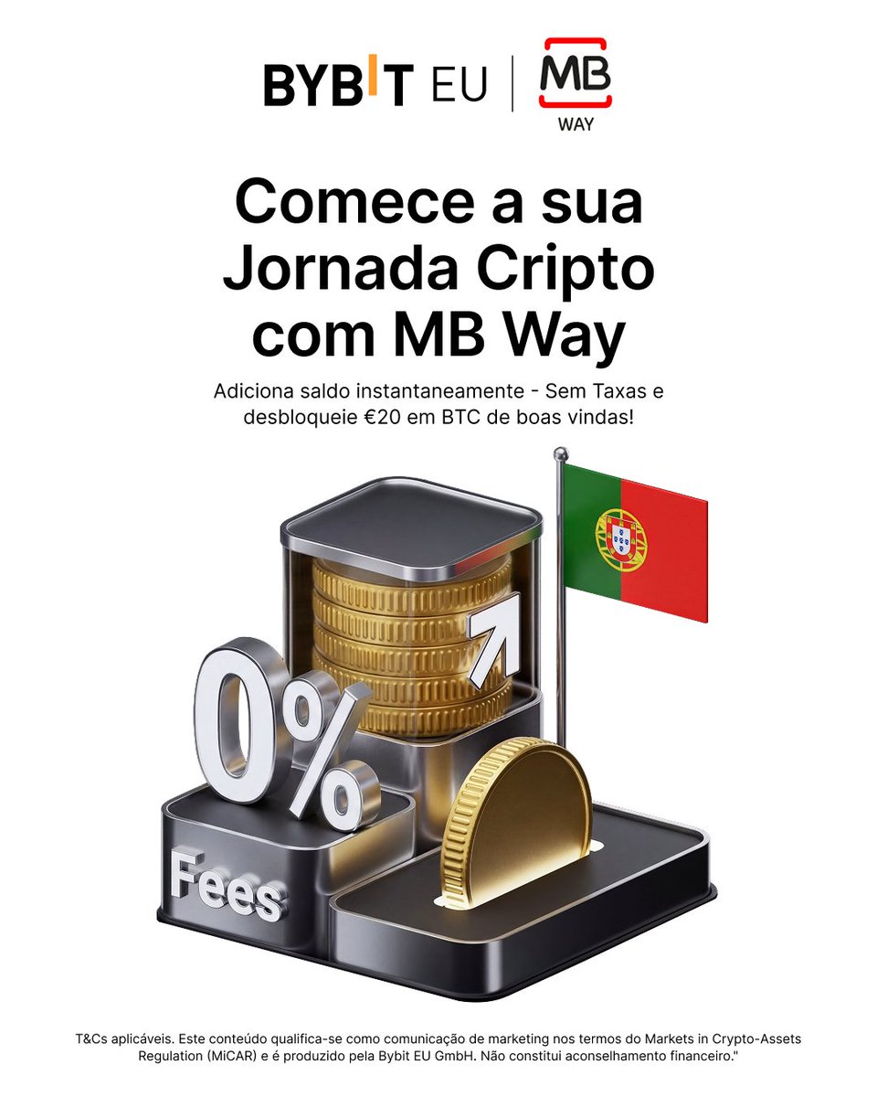 🚀 Comece já a sua jornada cripto com ainda mais vantagens!

Agora pode adicionar saldo instantaneamente, sem taxas, e dar os primeiros passos no mundo das criptomoedas. 

Ao começar com a MB Way, desbloqueie 20€ em BTC de boas-vindas e explore tudo o que a Bybit tem para