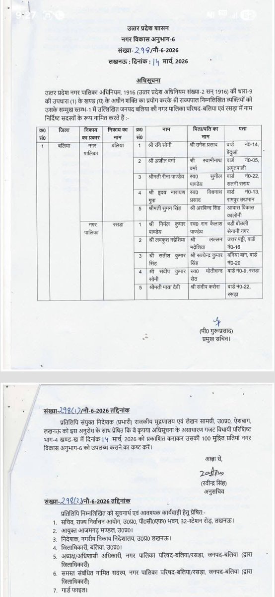 जनपद बलिया के सभी नगर पंचायतों एवं नगर पालिका परिषद के नामित सभासद गण को हार्दिक बधाई एवं शुभकामनाएं।

#BJP4BALLIA <a href="/sanjaymishrbjp/">Sanjay mishra</a>