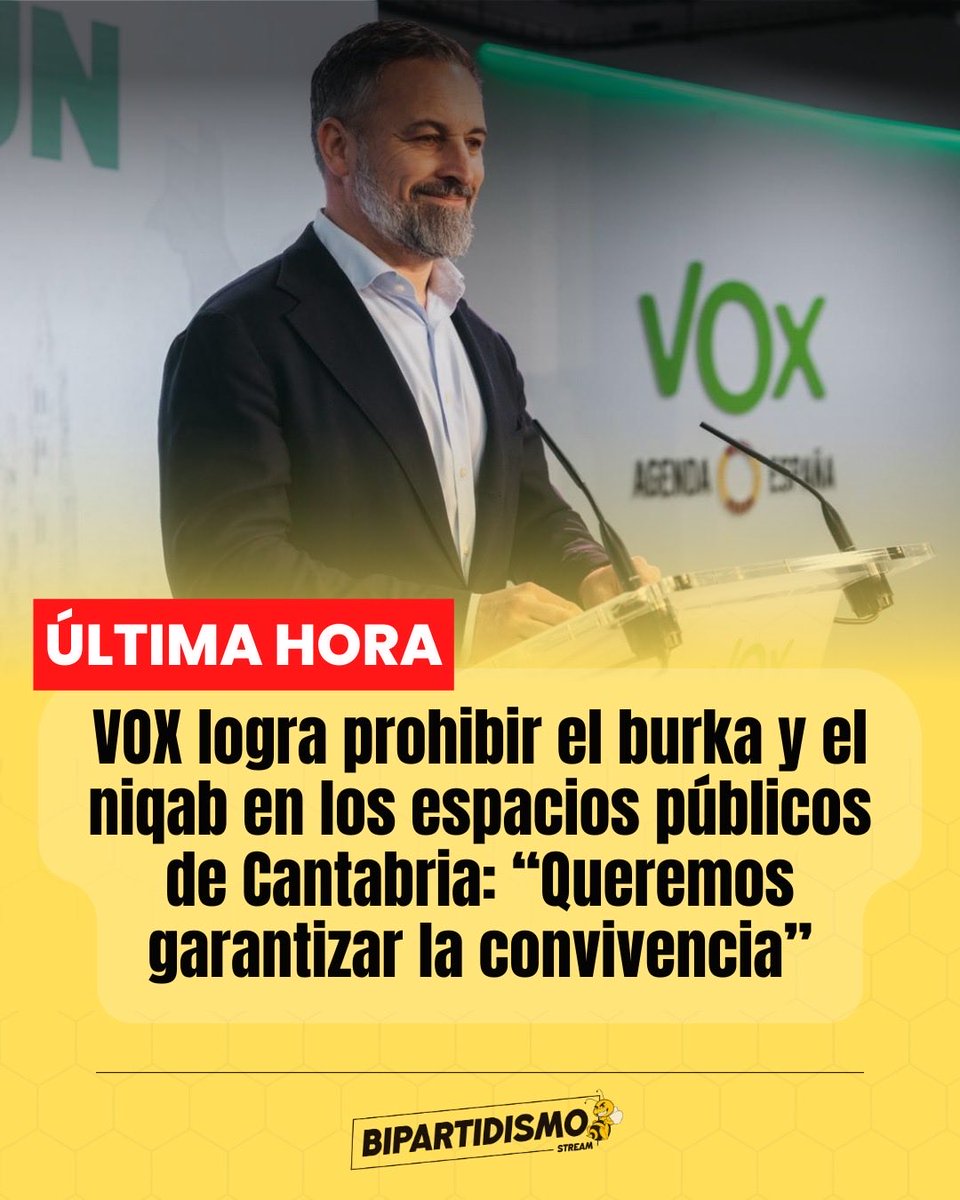 🔴 ÚLTIMA HORA | VOX logra prohibir el burka y el niqab en los espacios públicos de Cantabria:

“Queremos garantizar la convivencia”.