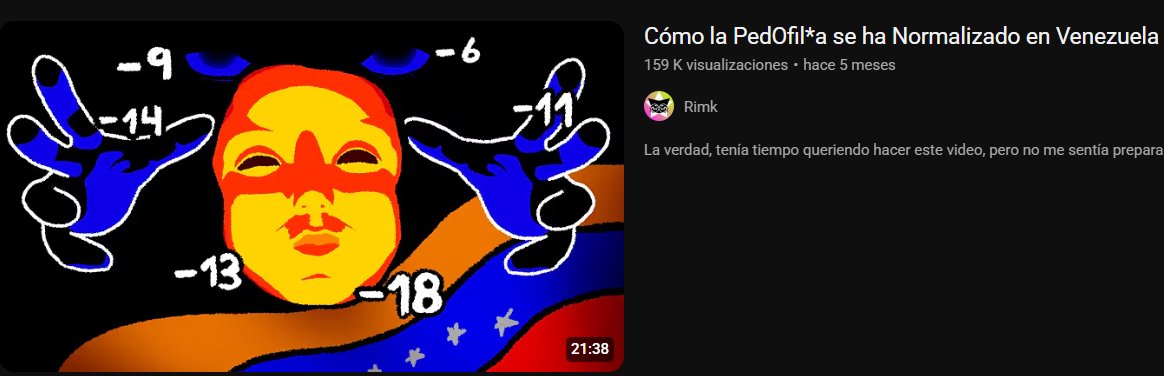 Muchos niegan que Venezuela tenemos problemas de atraso social y es algo preocupante, hay un canal llamado Rimk_z que suele hablar cosas que lamentablemente en el país están normalizadas, más que otros paises