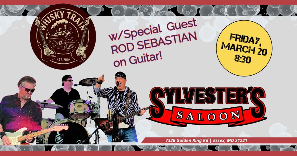 WhiskyTrain's tweet photo. FRI. 3/20 @ SYLVESTER'S SALOON - https://t.co/dZxsrz50DG
This Friday, the full band is back at Sylvester's with special guest, Rod Sebastian, on guitar! https://t.co/doid11TAdv