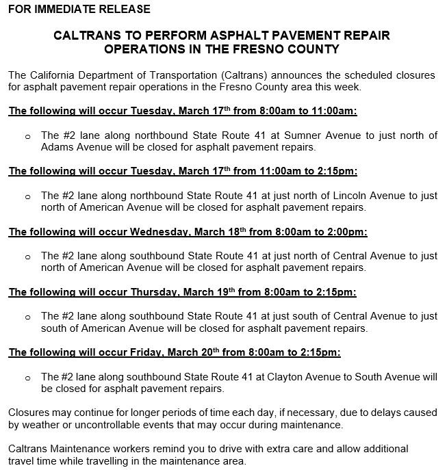 Caltrans District 6 tweet media