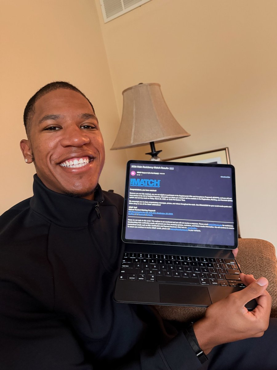 TdwilsonsrSr's tweet photo. Congratulations to our son, Tyler Wilson, for matching for his residency! Now, we wait until Friday to see the Residency Program that he will be a part of. So excited and proud of his resilience and focus to achieve his dreams.
#DrWilson #Drivenforsuccess https://t.co/nAVcLUa9jZ