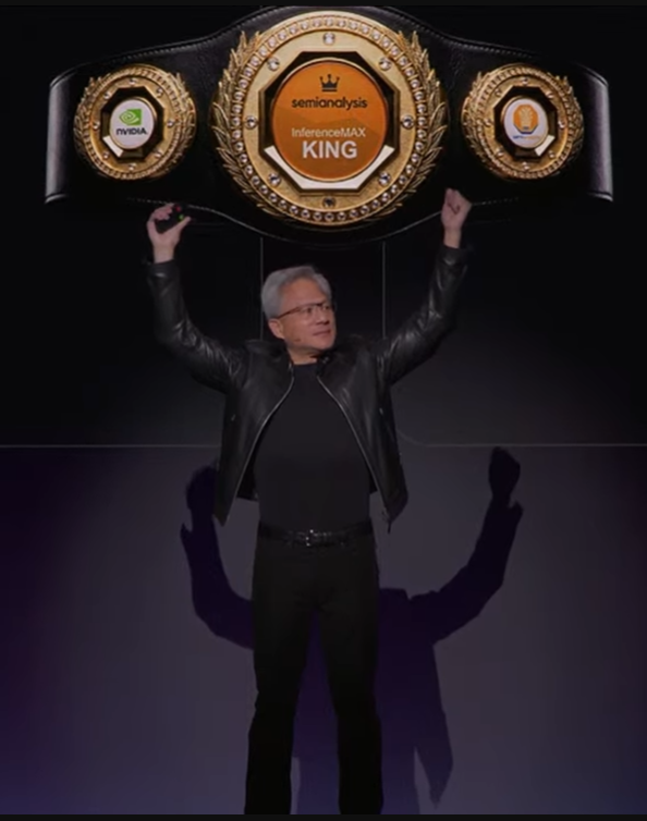 thomasmcdonald's tweet photo. Gotta appreciate the showmanship... #NvidiaGTC

"Token King" Jensen Huang https://t.co/vbr1yye3B2