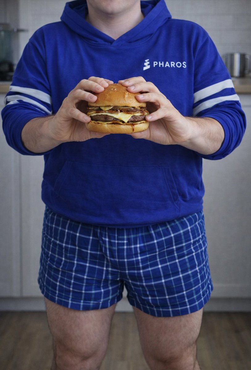 If I had received this cool and coveted merch clothing from <a href="/pharos_network/">Pharos | Testnet Live</a>  my photos would look something like this 😁🍔💙 I love Pharos! ❤️
