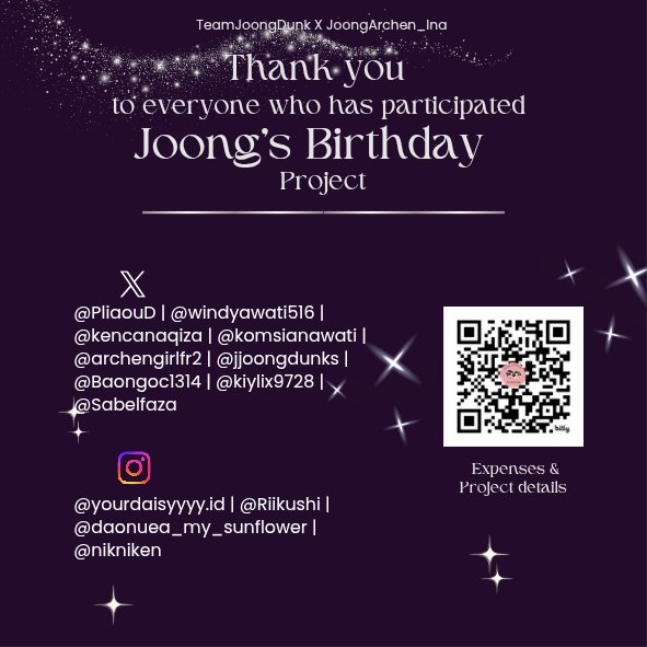 📌🚨 Final Report – Donasi Birthday Joong Archen 🚨
Halo semuanya!
Kami ingin memberikan laporan final mengenai donasi Birthday Joong Archen. Terima kasih banyak kepada semua yang telah berpartisipasi! Setiap kontribusi kalian sangat berarti bukan hanya dari nominal, tetapi juga