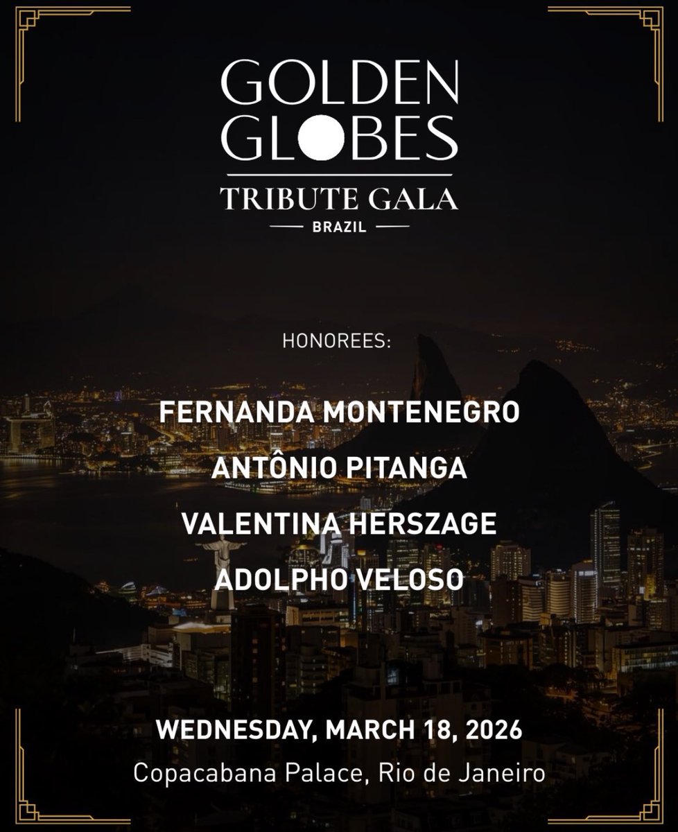 insteasy's tweet image. Dia 18/03 acontecerá o Tribute Gala do Golden Globes no Copacabana Palace!

Fernanda Montenegro será uma das homenageadas! 🏆

#GoldenGlobes #GlobodeOuro