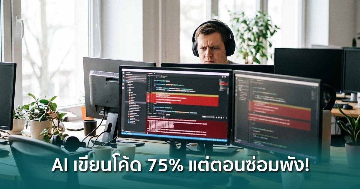 siamblockchain's tweet image. 📰 วิจัยแฉ AI เขียนโค้ดกว่า 75% ทำโค้ดเดิมพังตอนซ่อม ระบบเงินจริงต้องระวัง

siamblockchain.com/2026/03/17/ali…

#aiagent #AICoding #Alibaba #Crypto #คริปโต
