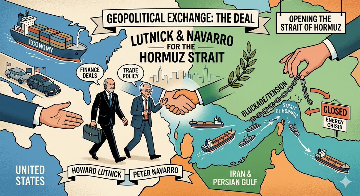 ThePithyTory's tweet photo. Is it time for some "outside the box" diplomacy? 📦🤔

If Western leaders want to secure the Strait of Hormuz 🚢🌊, maybe they should look at a high-stakes swap. Imagine the deal: Western allies provide the naval muscle to keep the oil flowing, but only if Lutnick and Navarro are shown the exit 🚫💼.

It’s the ultimate "buy one, get two free" for global trade stability! Sometimes you have to trade a couple of pawns to save the king... or at least the tankers. ⛽️⚡️

Is this the geopolitical masterstroke we’ve been waiting for, or just a fever dream of a frustrated economist? 😂🌐

#Geopolitics #StraitOfHormuz #TradeDeals #Lutnick #Navarro #GlobalEconomy #ArtOfTheDeal