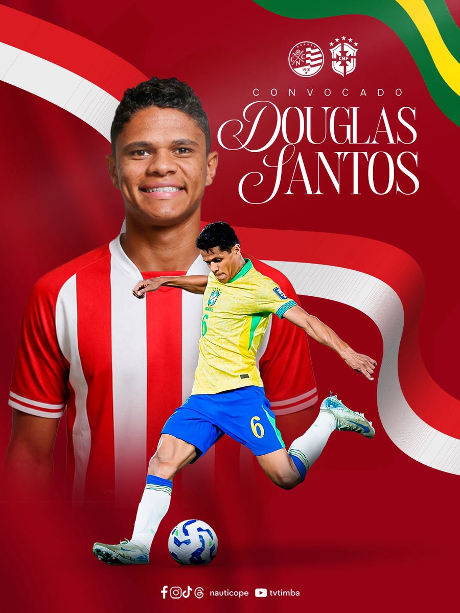Formado nas categorias de base do Náutico, o lateral Douglas Santos está entre os convocados da Seleção Brasileira para a última lista antes da Copa do Mundo.

É o nosso vermelho e branco se unindo ao verde e amarelo do Brasil. Parabéns, Douglas! 🇦🇹🇧🇷