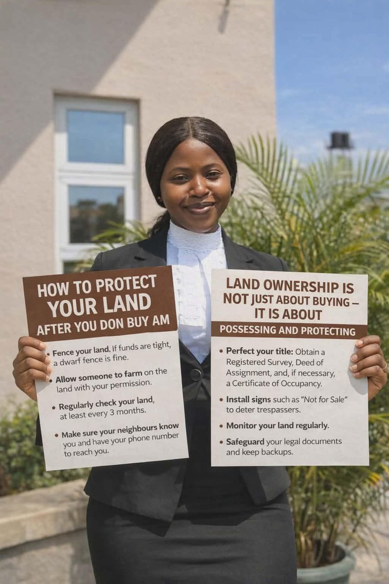 🧑‍⚖️ How to Protect Your Land After You Buy It (To Avoid Trespassers)

Manny people think that once a land is verified and fully paid for, ownership is secured. That is not always true. In land matters, payment alone is not enough, possession is key.

✅Fence your land and put a