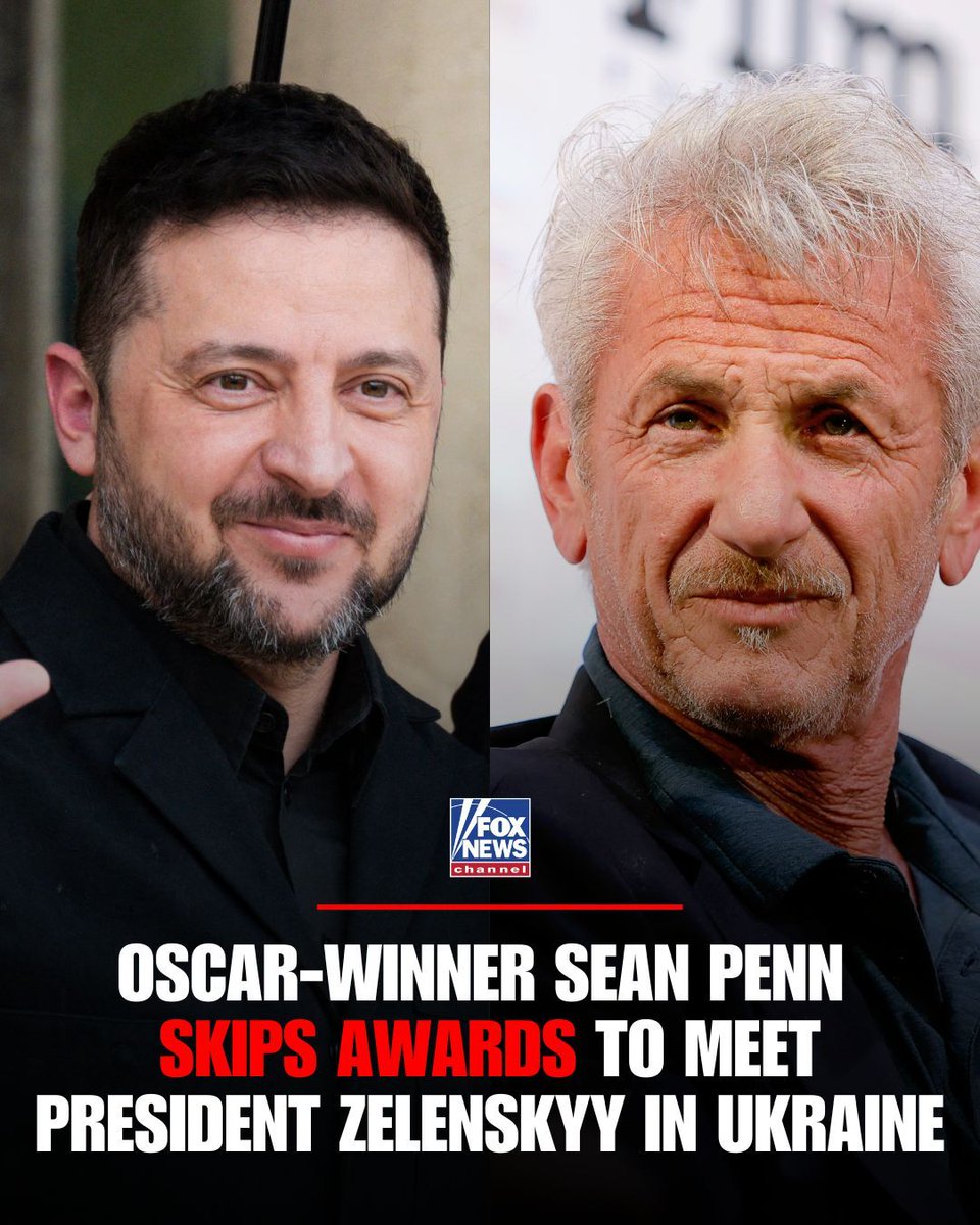 FoxNews's tweet photo. 'TRUE FRIEND': Sean Penn skips the Oscars to meet with President Volodymyr Zelenskyy in Ukraine, despite winning the Oscar for Best Supporting Actor.

Zelenskyy took to X to thank the actor and activist:

"Sean, thanks to you, we know what a true friend of Ukraine is. You have stood with Ukraine since the first day of the full-scale war. This is still true today. And we know that you will continue to stand with our country and our people."