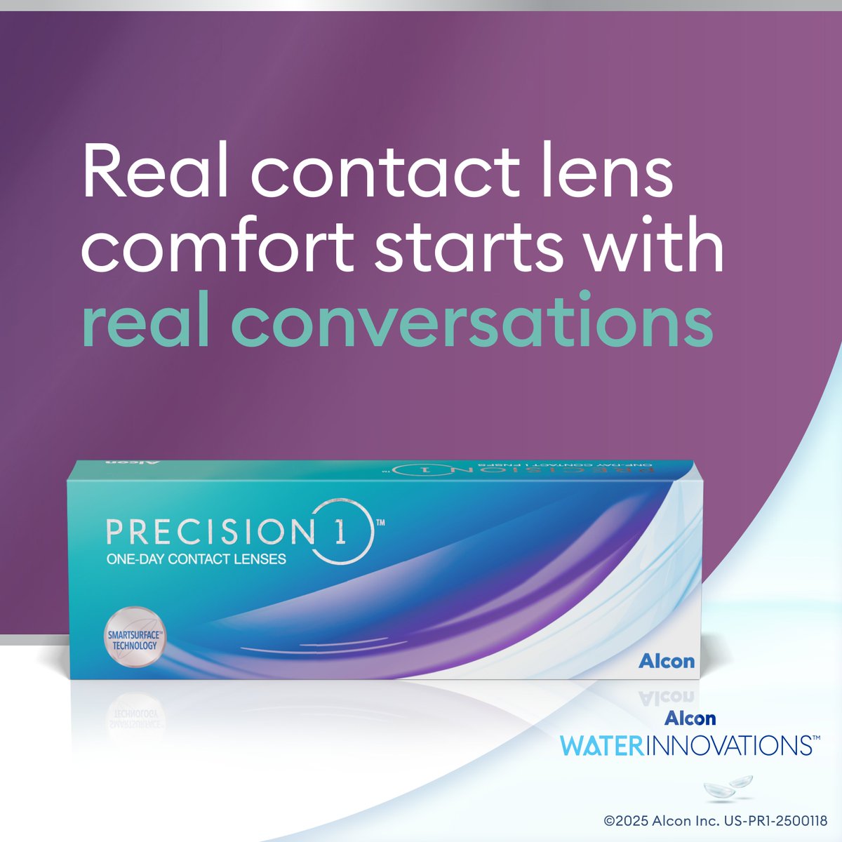 PRECISION1Ⓡ contact lenses are formulated with greater than 80% water at the outermost surface* of the contact. That means they deliver precise vision and dependable comfort for up to 16 hours.​

Book your appointment today: tinyurl.com/akby4emw