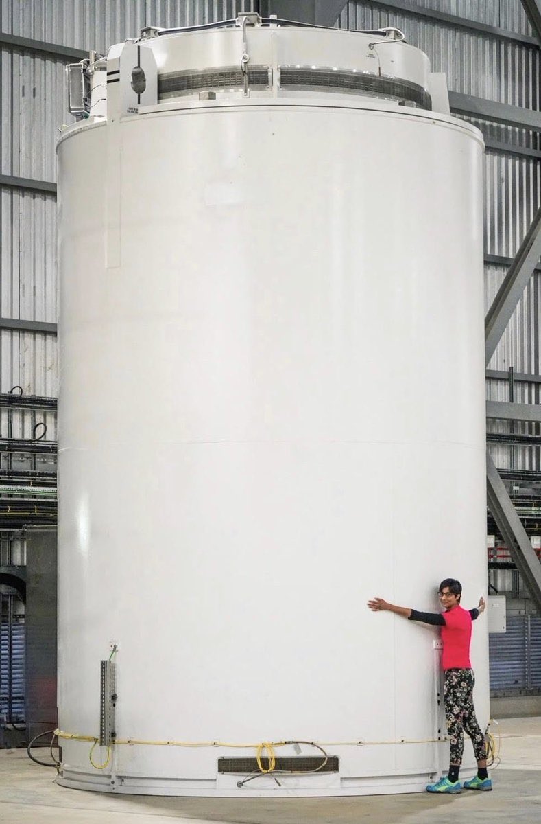tomhfh's tweet photo. You really don’t have to bury nuclear waste in bedrock. Just stick it in a concrete cask.

Once the fuel rods are spent, they’re put in a big pool of water for around five years, a remarkably good insulator of radiation and a great way to cool them down. These pools are so safe you could in theory swim about in them in at the top.

After a few years in a pool the rods are moved to dry cask storage, where they sit happily basically forever. These casks are so protective that they are safe enough for humans to hug.

And the casks don’t have to be heavy duty forever. Intense gamma radiation depletes relatively quickly. The actual long-term hazard increasingly comes from radionuclides that are only really dangerous if literally eaten.