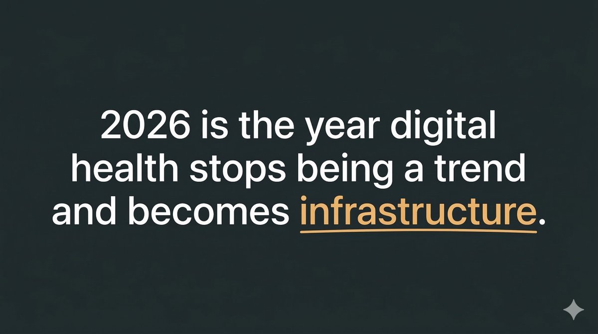 Check out the latest article in my newsletter: 2026 is the year digital health stops being a trend and becomes infrastructure. linkedin.com/pulse/2026-yea… via <a href="/LinkedIn/">LinkedIn</a>