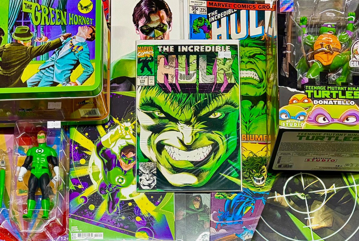 StMarksComicsNY's tweet photo. The sharing of the green! Happy St. Patrick’s Day!

#stmarkscomics #industrycity #shoplocal #smallbusiness #brooklyn #nyc #thingstodoinnyc #comics #toys #stpatricksday #green #hulk #greenlantern #greenarrow #greenhornet #tmnt #mcfarlanetoys #abystylestudio #lunchbox #dc #marvel https://t.co/9fXu7xX3Et