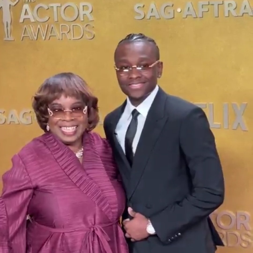 fridayvelvet's tweet image. miles caton brought his grandmother to the actor awards earlier this month and his mother to the oscars💜