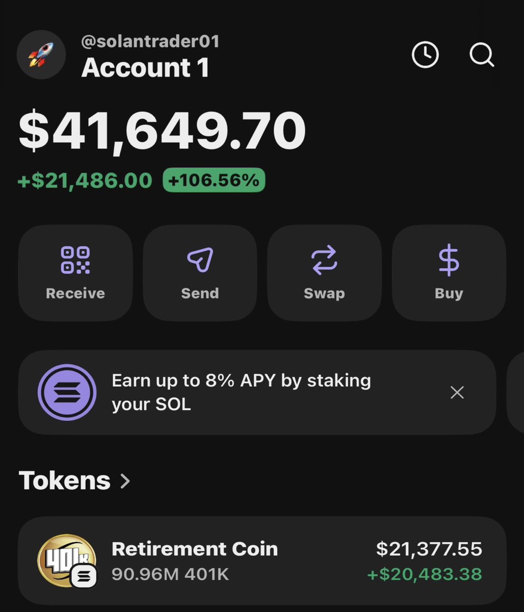 soltrader_01's tweet image. #401k is printing massive profits on my Alpha telegram group 🚀🏆

Fams are celebrating 🥳 as usual 

Ca: B9Tyqo7A1B8wE9TTQV1BupP5A6LMiaTLiHv8sdQLpump