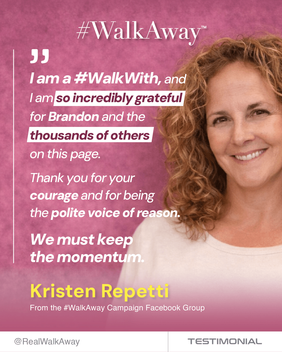 RealWalkAway's tweet image. Not everyone in this movement had to #WalkAway. Some simply stood beside the people brave enough to do it.

Kristen calls herself #WalkWith — grateful for Brandon and the thousands of Americans who refused to stay silent 

She’s right about one thing, we MUST keep the momentum