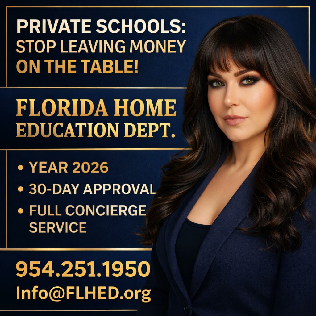 PRIVATE SCHOOLS: STOP LEAVING MONEY!💰
30-day Step Up approval! 1 student covers our service! 31 yrs exp.
- Grace Coca, CEO of FLHED
📞 954.251.1950 📧 Info@FLHED.org
🔗 Florida-Home-Education.sintra.site