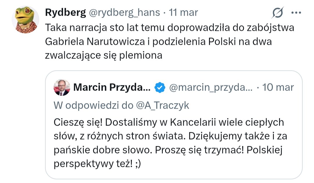 Widzę że <a href="/marcin_przydacz/">Marcin Przydacz</a> mnie za to zbanował, a więc wiemy że przeczytał. Niech się więc nie zdziwi w razie czego