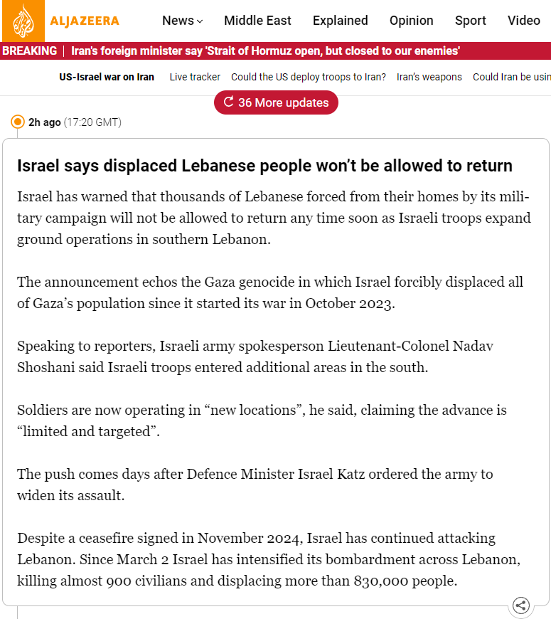 JustinBonomo's tweet photo. Israel is committing *another* egregious crime against humanity on a massive scale.

830,000 Lebanese civilians kicked out of their homes, told they won't be allowed to return "any time soon".

900 civilians already killed.

Israel is a stain on humanity. https://t.co/fliv6PGfog
