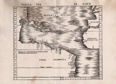 SaveTXHistory's tweet photo. Below is Martin Waldseemüller’s 1513 map of the Americas, which is the oldest map in the GLO’s online database.

Waldseemüller referred to Portuguese charts and Spanish reports to create this landmark map, providing evidence of the New World’s existence. #MapMonday https://t.co/h2euyae0D6