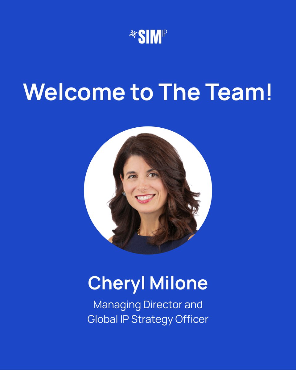 SIMIP_Official's tweet photo. We’re excited to welcome Cheryl Milone, one of the world’s leading intellectual property strategists, as Managing Director and Global IP Strategy Officer at SIM IP.

With 30+ years of experience leading global IP strategy and prosecution, most recently as Managing Director, Global Engineering IP Strategy at Goldman Sachs, Cheryl will help strengthen SIM IP’s platform by building the highest-quality patent claims and advancing the monetization of innovation.

See the full news release here: https://t.co/laTW57zVg1

#SIMIP #PatentsAsAnAssetClass #IntellectualProperty #GlobalIPStrategy #PatentMonetization #UnifiedPatentCourt