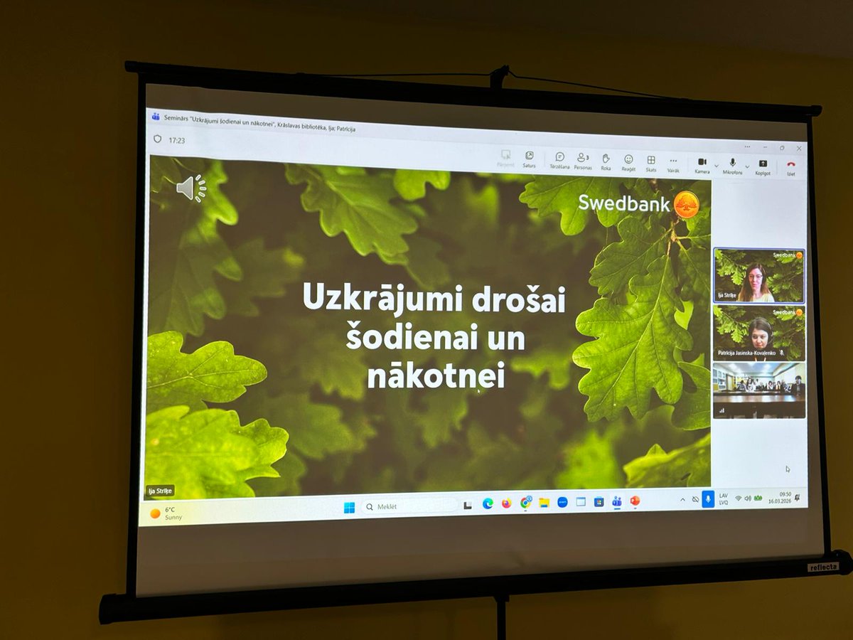 kncbibl's tweet photo. 16. martā Krāslavas novada bibliotēkā kopā ar AS Swedbank tika organizēts tiešsaistes seminārs “Uzkrājumi drošai šodienai un nākotnei” Finanšu pratības nedēļas 2026 ietvaros.
#FinanšuPratībasNedēļa2026 #GlobalMoneyWeek2026 #Swedbank #KNB #KrāslavasNB #2026knb https://t.co/LBXIzhaVGJ
