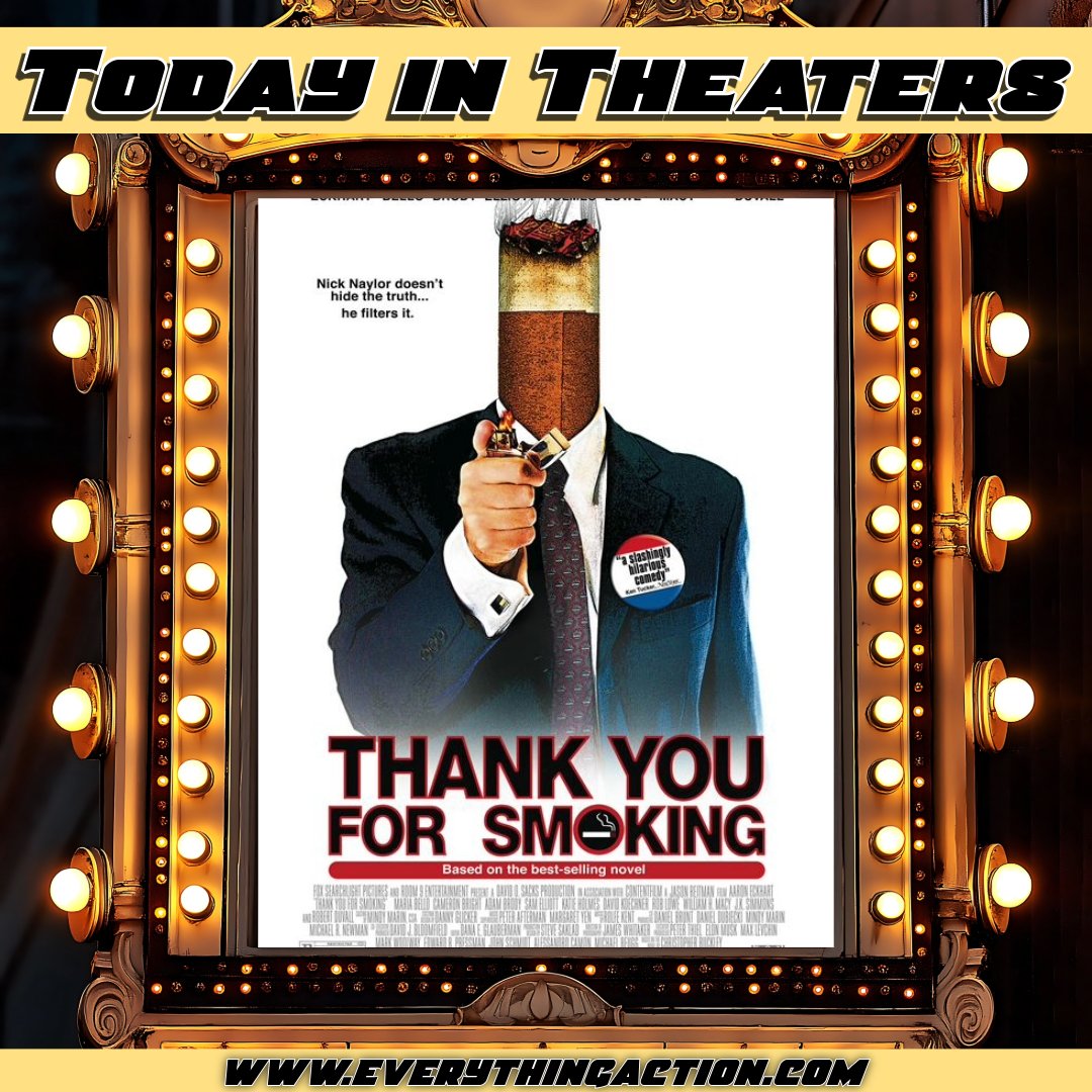 evaction's tweet image. #AaronEckhart lobbied theaters 20 years ago when #ThankYouforSmoking opened on March 17th, 2006 #CameronBright #MariaBello #DavidKoechner #AdamBrody #SamElliott #KatieHolmes #RobLowe #WilliamHMacy #RobertDuvall #JKSimmons #JasonReitman #NickNaylor
