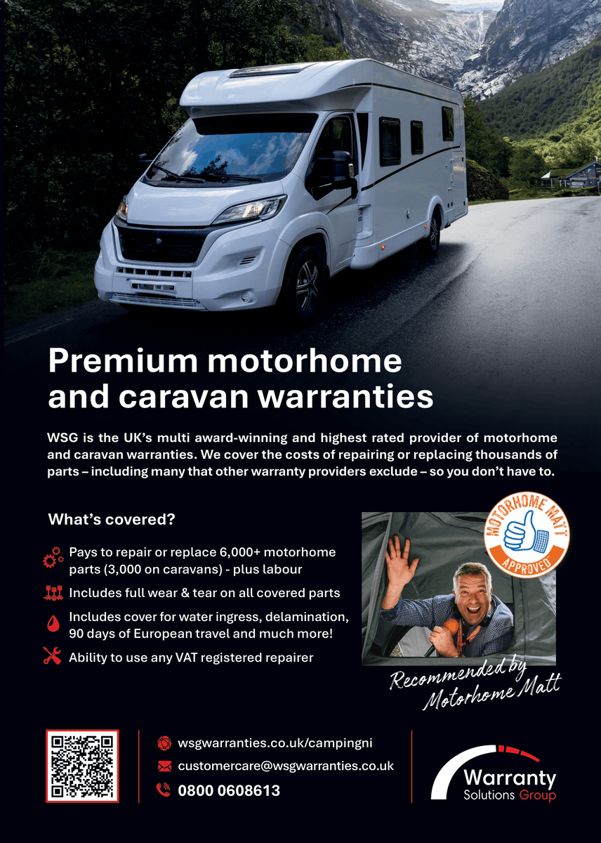 Own a motorhome or caravan?
Protect it with award-winning warranty cover from WSG.
✔ 6,000+ motorhome parts covered
✔ Wear &amp; tear included
✔ Water ingress protection
✔ 90 days European travel
Travel with confidence.
🔗 wsgwarranties.co.uk/campingni
#CampingNI #CampingClubCard