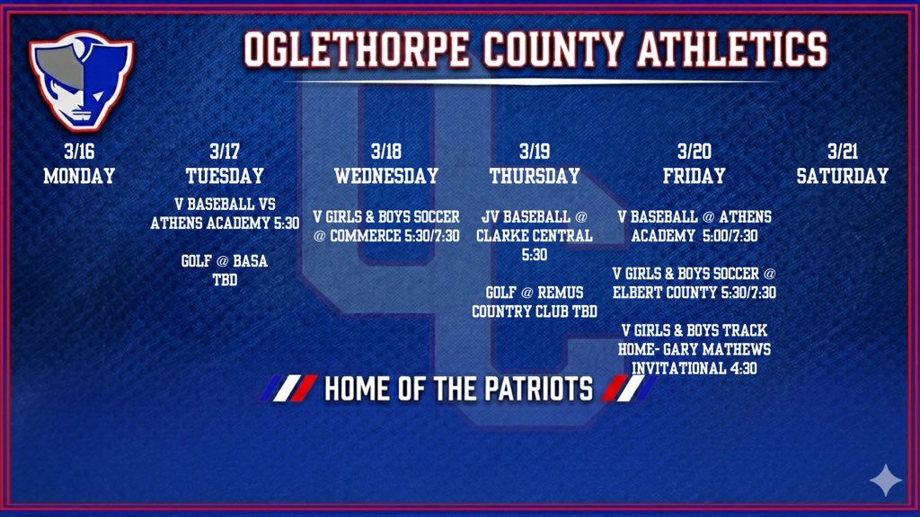 OC_Patriots's tweet photo. This week in Patriot athletics! https://t.co/CFftcd53uK