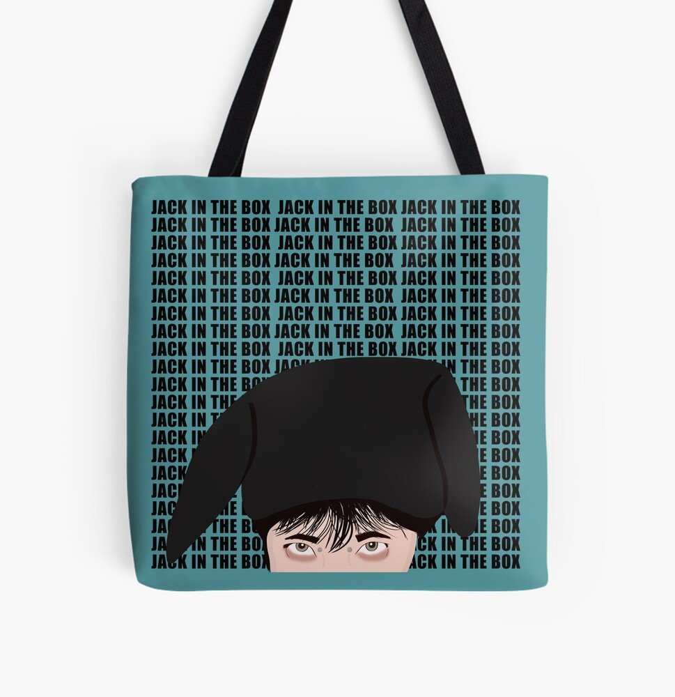 lizkarishma's tweet image. jack in the box jhope tote bag is now 25% off on my redbubble shop! get it soon while the discount lasts!! 
#BTS #jackinthebox #jhope_throwback #JHOPE #kpop #totebag #discount #redbubble #ARIRANG