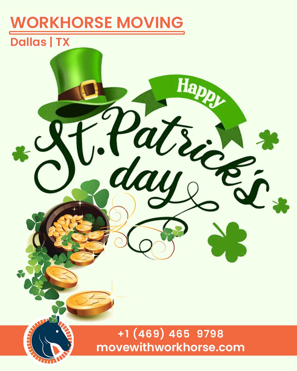 Whmoving's tweet image. Happy St. Patrick’s Day, Dallas! 🍀

Today it’s all about green, good vibes and getting together with your favorite people.

If a new home is in your plans for 2026, you don’t need luck – you need an organized, reliable moving crew.
#DallasMovers #StPatricksDay #SpringMove