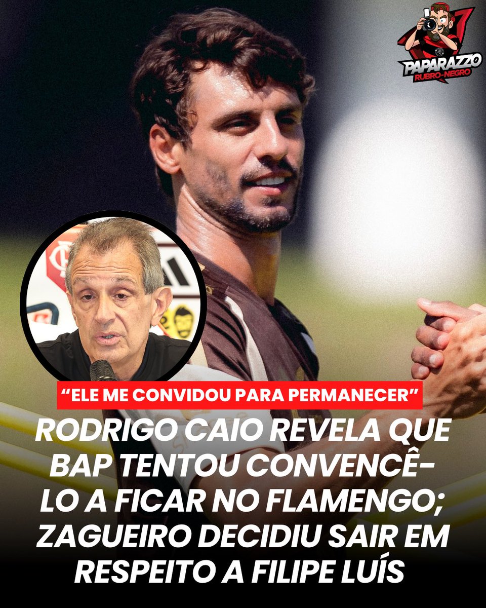 Em entrevista ao “Podcast 10 &amp; Faixa”, Rodrigo Caio revelou que o presidente Luiz Eduardo Baptista, o Bap, tentou convencê-lo a permanecer na comissão permanente do Flamengo. No entanto, o ex-zagueiro optou por deixar o clube em respeito a Filipe Luís.

“Eu cheguei com o Filipe.