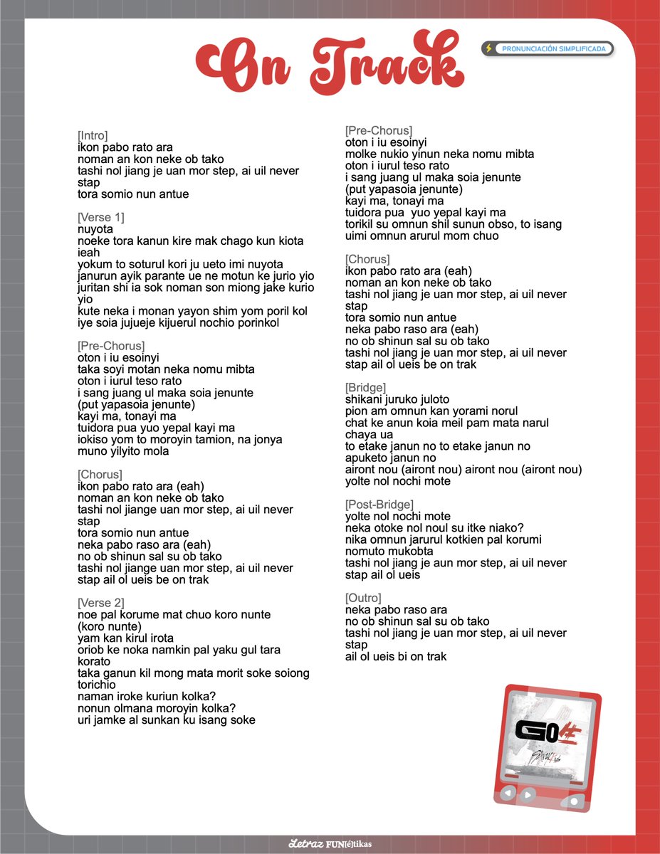letrazfunetikas's tweet image. Stray Kids 'Mixtape: On Track' | Letra Fácil (Pronunciación)
Video: youtu.be/myBqZgaJaOw
#StrayKids #OnTrack #Letras #Pronunciación