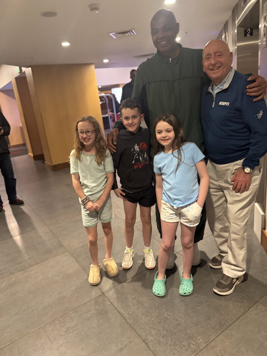 DickieV's tweet image. Look who I found in the lobby of the hotel in Dayton . Yes my partner tomorrow on the matchup of Jimmy V ‘s ex school @PackMensBball @TheVFoundation vs @TexasMBB Sir Charles &amp;amp; I both agree that it will be a super coaching btw @SMillerUT &amp;amp;  @CoachWadeNCSU  matchup!