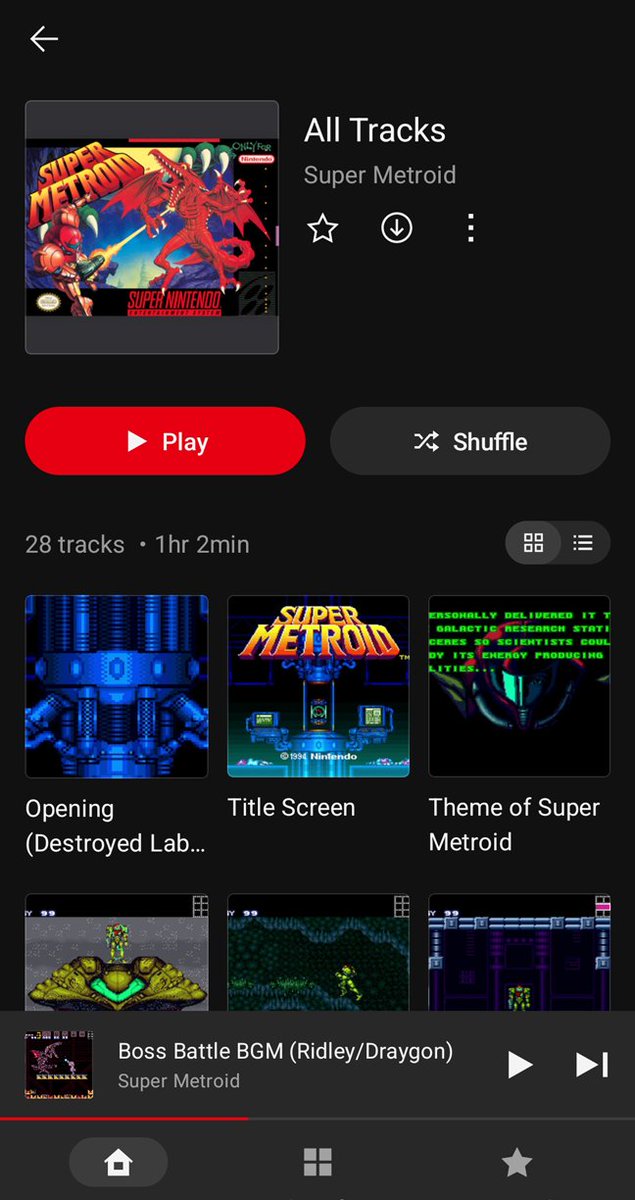 Super Metroid has been added to Nintendo Music. 
28 tracks, 1 hour 2min.

The fight against Ridley on Ceres is used for the highlights image. The Ridley theme is named "Boss Battle BGM (Ridley/Draygon).